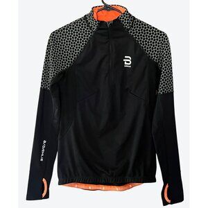 Bjorn Daehlie Women's XS Long Sleeve 1/4 Zip Vented Top Black Gray Orange